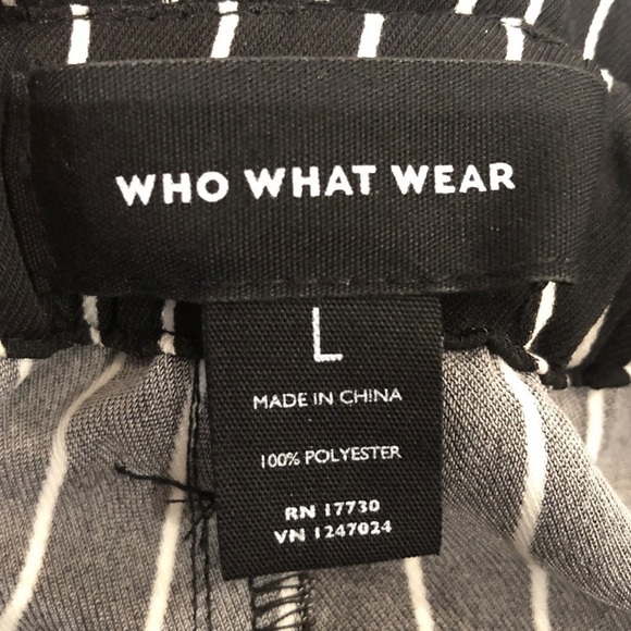 Who What Wear Black White Striped Paper Bag Waist Wide Leg Cropped Pants Large - Picture 5 of 10